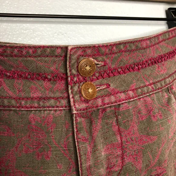 Free People Pink Gray Cotton Shorts Side Tie Shorty Shorts Low Rise 2 - Picture 4 of 7